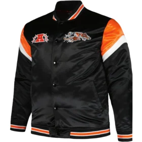 Cincinnati Bengals Big & Tall Satin Black Varsity Jacket