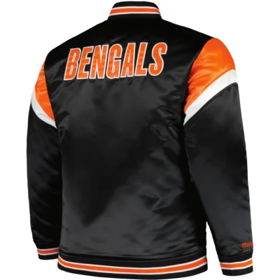 Cincinnati Bengals Big & Tall Satin Black Varsity Jacket