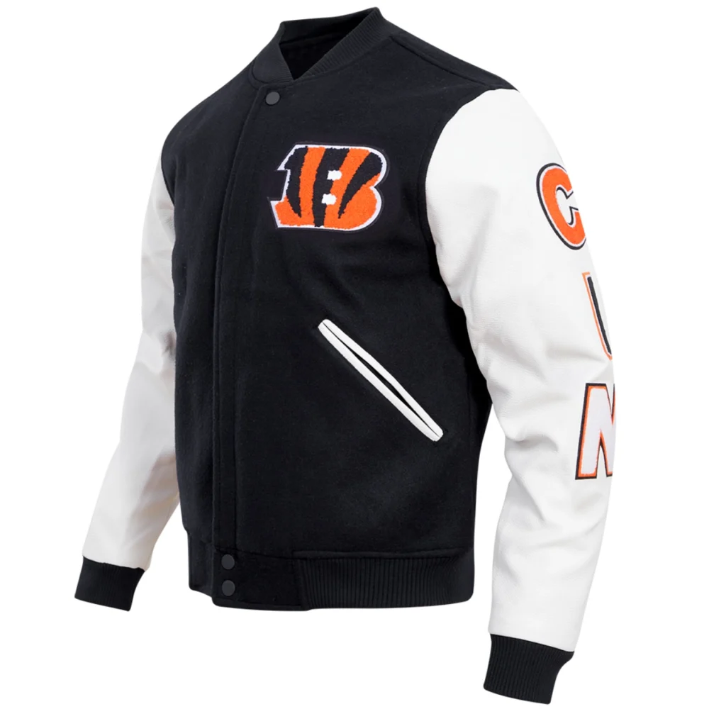 Cincinnati Bengals Classic Rib Wool & leather Varsity Jacket