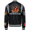 Cincinnati Bengals Jeff Hamilton Black Leather Varsity Jacket