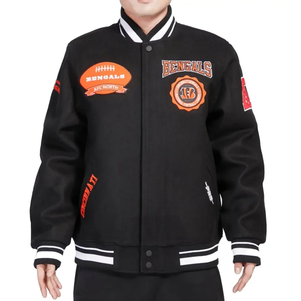 Cincinnati Bengals Rib Knitted Wool Varsity Jacket