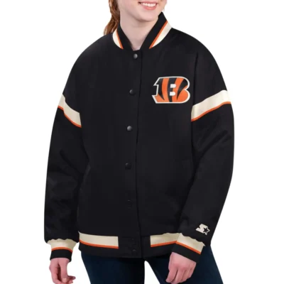 Cincinnati Bengals Starter Black Tournament Satin Varsity Jacket