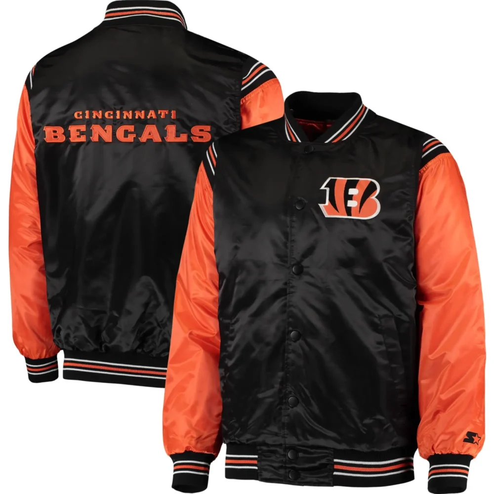 Cincinnati Bengals Starter Enforcer Satin Varsity Jacket