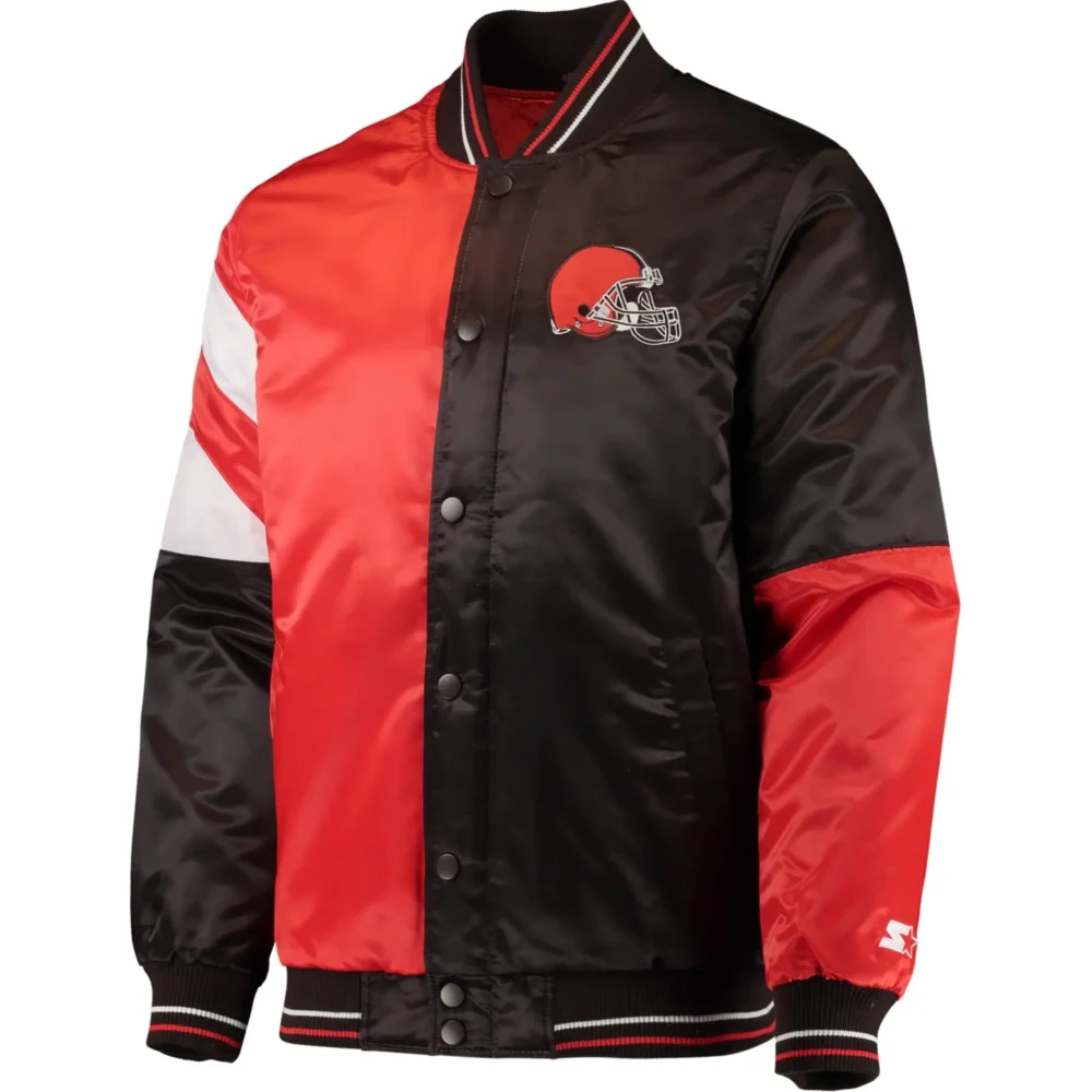 Cleveland Browns Classic Rib Knitted Satin Varsity Jacket