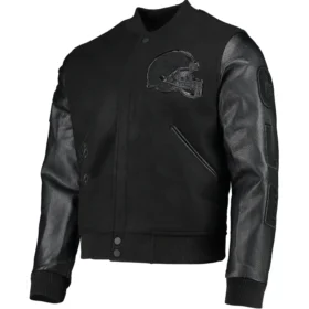 Cleveland Black Pro Standard Wool & Leather Varsity Jacket