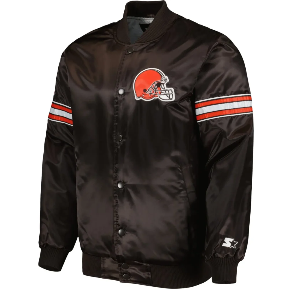 Cleveland Browns Starter The Pick and Roll Satin Varsity Jacket