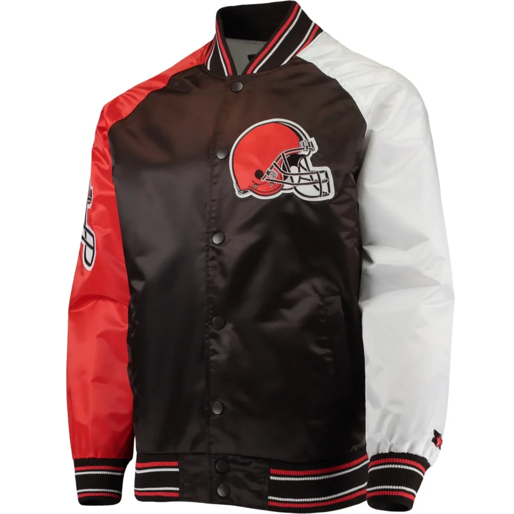 Cleveland Browns Starter The Reliever Satin Varsity Jacket