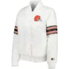 Cleveland Browns Starter White Line Up Satin Varsity Jacket