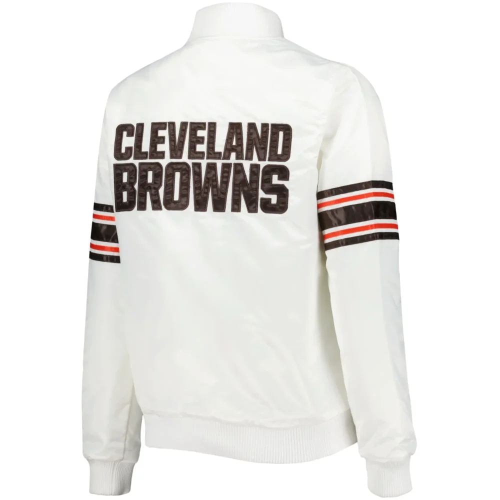 Cleveland Browns Starter White Line Up Satin Varsity Jacket