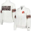 Cleveland Browns Starter White Line Up Satin Varsity Jacket