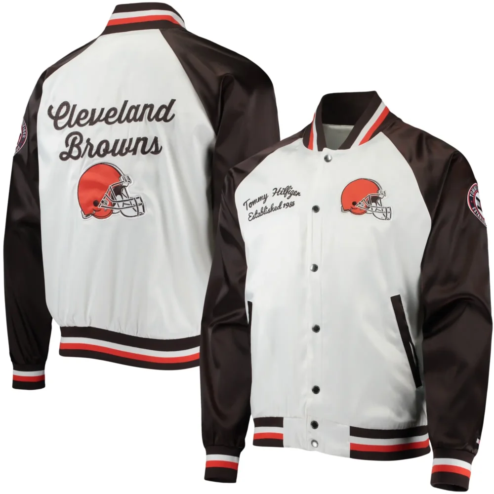 Cleveland Browns Tommy Hilfiger Satin Varsity Jacket