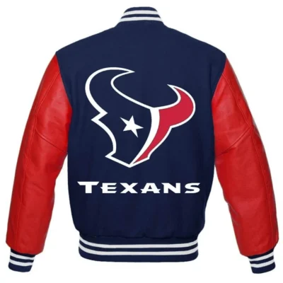 Houston Texans Button Closure Wool & Leather Varsity Jacket