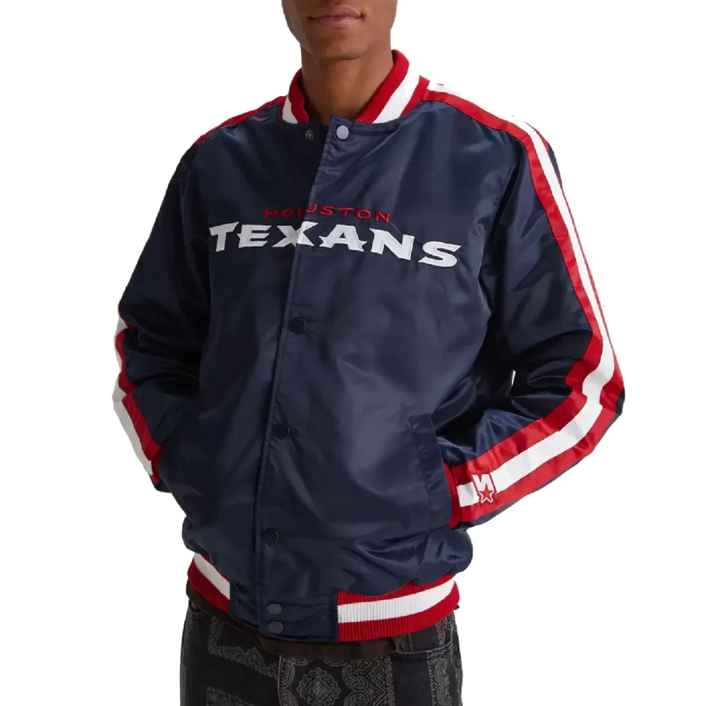 Houston Texans Classic Rib Knitted Satin Varsity Jacket