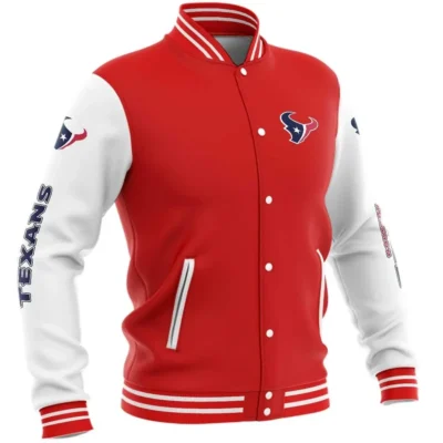 Houston Texans Satin Varsity Jacket Red & White