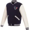 Houston Texans Team Players Wool & Leather Varsity Jacket