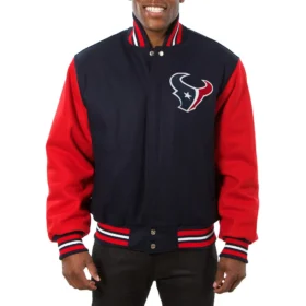 Houston Texans Wool Varsity Jacket Navy & Red