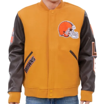 Cleveland Browns Wool & Faux Leather Varsity Jacket